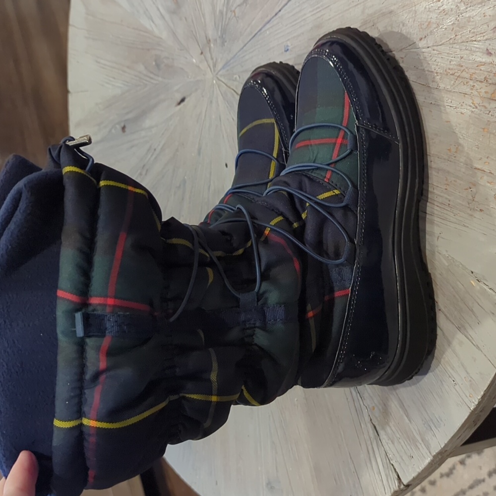 Polo by Ralph Lauren Black & Green Plaid Winter Rain Boots